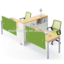 Office T shape workstation for two persons peach wood and warm white upholstery, Pro office furniture factory (JO-4048-2)